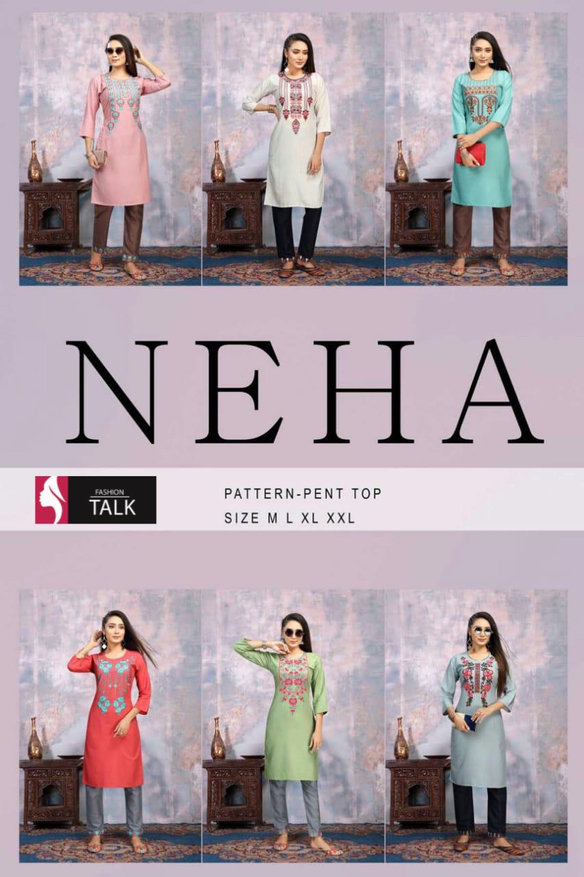 Ft Neha 1 Ethnic Wear Heavy Rayon  Embroidery Latest Fancy  Readymade  Kurti Bottom Collection